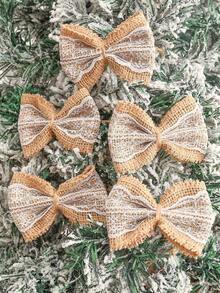 5/10/20 Stücke Weihnachtsbaum Ornament, 6 * 8cm Weihnachtsschleife, Juteband-Schleife, Hängende Weihnachtsbaum Dekoration, geeignet für Innenraum Weihnachtsdekoration, Familien-Party Dekoration, Baby-Shower Party Dekoration, Geburtstags Dekoration