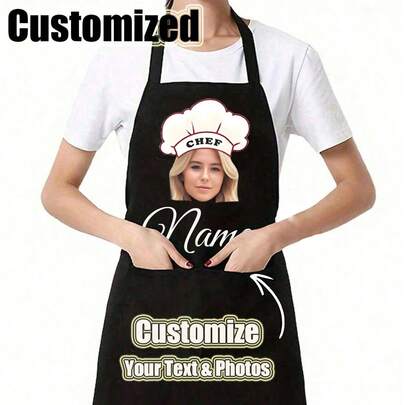 1 szt. spersonalizowany wodoodporny fartuch, możliwość nadruku tekstu i spersonalizowanych zdjęć, zabawny fartuch kuchenny, personalizowany tekst, fartuch szefa kuchni, idealny prezent na rocznicę, odpowiedni dla kobiet, szefów kuchni, mam, ojców, mężów, dziewczyn, chłopaków, prezent ślubny (mężczyźni/kobiety), jesienna dekoracja