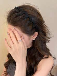 3 pezzi Fasce per capelli in tessuto con corona alta, colori nero/cachi/verde, con bordo dentellato antiscivolo da 5,11 pollici/13 cm, stile minimalista alla moda, carino, casual, elegante, retrò, adatto per uso quotidiano, trucco, bagno, pendolarismo, vacanza, scuola, festa, regalo, fascia per capelli