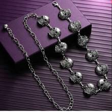 1 pieza Cadena de cintura de metal ajustable con calavera, accesorio de falda de moda versátil para mujer, cinturón de cintura, cadena de suéter de estilo oscuro