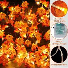 Timer And 3 Pack 30Ft Fall Garland Halloween Fall Decorations For Home 60 LED Leafed Lights Patented Realistic Maples Leafed Battery Operated Autumn Fall Decor Thanksgiving Decorations Indoor Outdoor