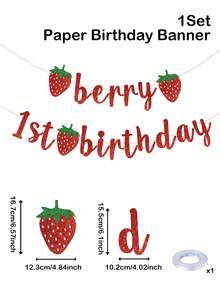 1 Biểu ngữ giấy sinh nhật 1 tuổi hình dâu tây, Biểu ngữ treo chúc mừng sinh nhật, Đồ trang trí sinh nhật theo chủ đề dâu tây, Đồ trang trí tiệc chào đón em bé, Đồ dùng tiệc tiết lộ giới tính, Đồ dùng tiệc sinh nhật 1 tuổi, Đồ trang trí tiệc bé trai và bé gái, Đồ dùng tiệc ngày lễ, Đồ trang trí tiệc sinh nhật 1 tuổi - quả dâu - Xem 12