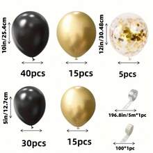 107pcs/Set Gold And Black Latex Balloons, Perfect For Decorations/Baby Shower/Wedding Decor. Designed For DIY Balloon Garland, Wedding, Birthday, Bachelorette Party, Anniversary, Gender Reveal, Farm, Balloon Arch, Outdoor Photography Outfits And Various Party Decorations. - Black and Gold Set - View 3