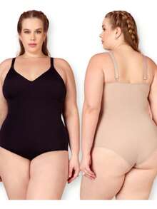 Eatifa Kit 2 Women's Shaping Bodysuit With Reinforced Straps Suplex Compression Second Skin Without Comfortable Pads - Nhiều màu - Xem 14