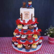 DEphlyn 30Pcs Cowboy Cupcake Toppers Glitter Cowboy Hats Boots Cupcake Picks Cowboy Party Cupcake Decorations For Western Theme Baby Shower Boys Birthday Party Cake Decorations Supplies Red10 - 紅色 - 查看 5