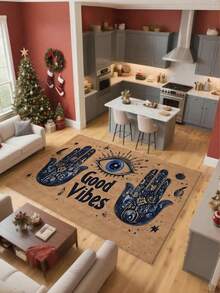 Thảm chùi chân Evil Eye Welcome, chất liệu nhung, đế chống trượt, thích hợp cho lối vào, phòng ngủ, nhà bếp, cửa phòng tắm và thảm trải sàn trang trí nhiều khu vực, thảm nhà bếp trang trí Giáng sinh - Nhiều màu - Xem 4
