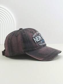 1pc Washed Embroidered Letter Baseball Cap, Vintage Dad Hat, Soft Crown Sun Hat