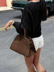 海军蓝天鹅图案女式套头衫，秋冬款 - 黑色 - 查看 8