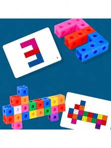 1盒ABS材质幼儿园智力小积木拼装积木塑料插电早教儿童拆装益智玩具 - 彩色 - 查看 8