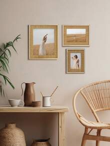 Natural Woven Bamboo Photo Frame 10x15cm 13x18cm Wall or Table Boho Decor Ins Aesthetic Gift for Family Mom Dad Grandma Friends