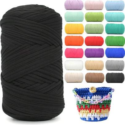 YYzzCaithe 1 pezzo Filato Premium maglietta - 200g/Pezzo Filato Elastico Ad Alta Elasticità, Filato In Poliestere Morbido E Elastico Per Progetti Di Uncinetto Vivaci, Ideale Per Decorazione Domestica Fai-Da-Te Artigianato Come Tessitura Fai-Da-Te, Progetti Di Uncinetto, Borse Tessute A Mano, Cestini, Coperte, Tappetini, Scarpe, Pantofole, Cuscini E Bambole, Filato Multicolore | Filato Di Poliestere | Filato Acrilico | Accessori Per Maglieria