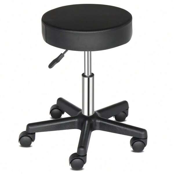 Black Round Plastic Stool – Arch Feet Rotation Bar Stool, Sturdy Comfortable Design, Ideal For Kitchen Bar Home Use, Easy To Move Clean, Suitable For Daily Seating Needs