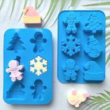 6腔圣诞老人礼物、圣诞树、铃铛、雪花硅胶模具、蜡烛、肥皂DIY工艺模具、礼品模具 - 米粉紅藍萬聖節 - 查看 7