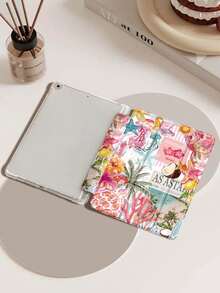 椰子、棕榈树、芙蓉花图案保护套，兼容 iPad (A16) 第 11 代 11 英寸 (2025)、Apple iPad Air 11 (2025)、iPad 第 10 代 10.9 英寸 (2022)，带 Apple Pencil 插槽、三折支架、自动唤醒/睡眠功能，是返校、情人节、节日送礼佳品。