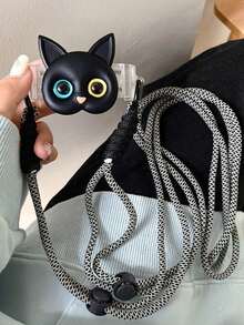 Soporte para teléfono con cordón estilo dibujo animado de gato, correa cruzada ajustable y desmontable, soporte para gafas y perro lindo, anti-pérdida