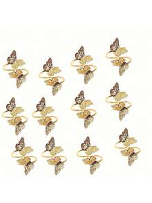 1 قطعة/6 قطع/12 قطعة من حلقات المناديل الإبداعية، حاملات المناديل الزخرفية لعيد الميلاد، الحياة الريفية، الزفاف، المطعم، الفندق، عيد الحب، الولائم، طاولات البوفيه، مستلزمات الحفلات، ديكور طاولة المطبخ المنزلي