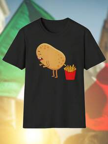 Funny Potato Fries T Shirt Uomo Maglietta Divertente Moda Casual Estiva Idea Regalo Stampa Originale Look Giovane Novità Offerta Imperdibile