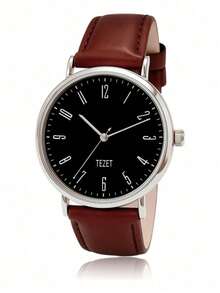 Men's Watch With Leather Strap And Metal Original Launch - Brown Silver Black - View 1