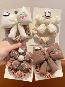 Sanrio Süße Schleife Stoff Kinder Haarband Haarschmuck Mädchen Haarseil Stirnband Kaffeefarbe Blumenball Stirnband