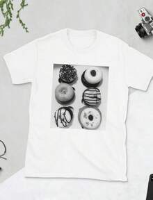 6-Pack Cupcake Muffins Black And White Foodie Snacks, Dessert Baking Print Short-Sleeve Unisex T-Shirt - trắng - Xem 1