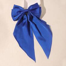 1pc Solid Color Satin Ribbon Bow Hair Clip, Versatile Hair Accessory Valentines Claw Clips Hair Claws Hair Barrettes, School Stuff, Elegant, College, Winter Outfit For Women, Bows, Cute, Hair Accessories - Sapphire - View 5