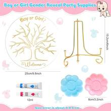 Gender Reveal Fingerprint Tree Boy Or Girl Party Ideas Baby Shower Guest Book Party Game Gender Reveal Party Supplies For Baby Shower He Or She Party Keepsake(Classic) - Multicolor - View 3