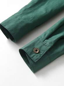 Young Boy Solid Button Front Shirt - Green - View 3