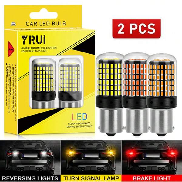 YiRui YiRui 2pcs 12-24V New LED Bulbs 144smd Lamp Reverse Turn Signal Light BA15S P21W BAU15S PY21W 7440 W21W P21/5W 1157 BAY15D