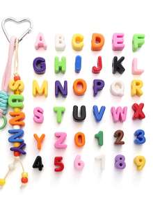 20pcs Multicolor Large Hole Acrylic Letter Beads, Handmade Decorative Letter Spacer Beads For Necklace Accessories, DIY Jewelry, Phone Chain, Jewelry Making, Beading Supplies - DIY - View 3