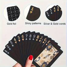 Waterproof Black Playing Cards With Golden Spade Design - Durable Plastic Playing Cards, Packed In A Protective Box, Perfect For Parties, Halloween, Thanksgiving, And Christmas Gifts, Poker Night Essentials | Fashionable Playing Cards | Protective Card Sleeves - Black - View 3