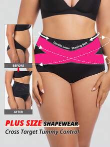 FLARIXA Plus Size Super High Waist Tummy Control Briefs Women Shapewear Bottom Cross Target Belly Shaping Panties Butt Lifting Underwear 0XL-4XL Underwear