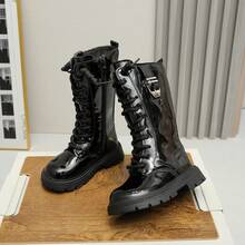 1 Pair Teen' Boots, New Autumn/Winter 2025 Collection, Teen's High-Top Boots, Mid-Calf Casual Versatile Outdoor Shoes