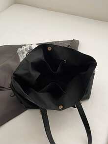 复古大容量多功能日常单肩包，简约纯色轻便手提包，美拉德时尚扇形包，小众设计休闲腋下包，适合通勤、旅行和各种场合。 - 黑色 - 查看 12