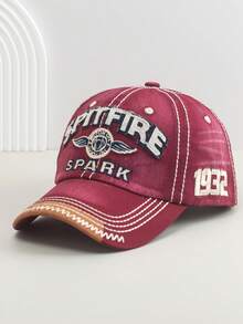 1pc Vintage Letter Embroidered Curved Brim Baseball Cap, Versatile Sports & Casual Sun Protection Hat For Men