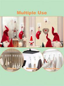 Large Wreath Hanger Hook, Suitable For Halloween, Christmas, Easter, Valentine's Day Wreath Decoration, Front Door Welcome Sign, Heavy Duty Adhesive Wall Hook, High Load-Bearing, Door Hanging Storage Rack - Transparent - View 9