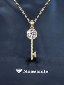 1 件优雅奢华 925 纯银 1 克拉摩根石金色项链，适合女性日常佩戴、宴会、节日、情人节、母亲节、结婚周年纪念日、女士珠宝礼物