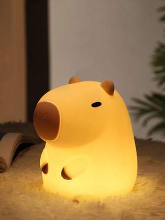 1pc Cute Capybara Silicone Night Light, Adorable Bedside Lamp For Bedroom, Dorm, Holiday Gift, Warm Light