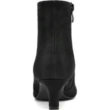 Sexy Square Toe Kitten Heel Booties For Women, Fashion Solid Color Side Zipper Ankle Boots With Faux Leather ,Comfortable Versatile Women Shoes - Da lộn đen - Xem 4