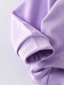 2pcs Baby/Baby Girl Casual Everyday Horse Embroidery Long Sleeve Sweatshirt And Sweatpants Set, Lightweight For Spring/Autumn