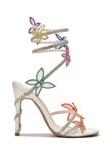 Bitnari Rhinestone Ankle Wrap High Heels - 彩色 - 查看 2