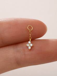 1 pieza Pendiente de plata de ley 925 con colgante de trébol, de doble cadena, minimalista, joyería para boda, fiesta y regalo para ella, joyería fina