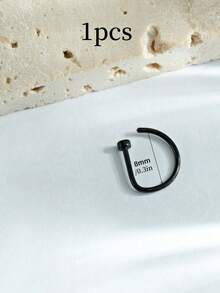 1 chiếc khuyên mũi giả bằng thép không gỉ thời trang với thiết kế hình chữ D, có 3 màu: Vàng, Thép & Đen; Màu sắc khác nhau cho các phong cách khác nhau, thích hợp cho cả nam và nữ để mặc hàng ngày - màu đen - Xem 8