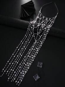 1 szt. Nowa, stylowa opaska na głowę z frędzlami w kratkę, elegancka opaska do włosów dla kobiet, ozdoba na głowę, biżuteria na głowę, ozdoby do włosów, biżuteria do włosów, łańcuszek na głowę, łańcuszek z wisiorkiem, ślub, stylizacja na imprezę, akcesoria do włosów, przyszła panna młoda, akcesoria do włosów dla kobiet - Srebro - Zobacz 7