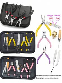8pcs/Set Premium DIY Tool Kit, Includes 3 Different Pliers, 2 Tweezers, 1 Awl, 1 Split Ring Plier, 1 Ruler. Suitable For Beginners And Experts, Essential For Home Use