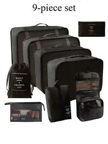 7/8/9/10pcs Travel Packing Cubes, Compression Organizer Bags, Luggage Organizer, Clothing Storage Bags Set, Includes: Cosmetic Bag, Waterproof Multi-Function Organizer, Garment Bag, Holiday Travel Essentials, Shoe Bag, Foldable Storage Box, Collapsible Underwear & Socks Organizer, Travel Packing Cubes, Luggage Organizer