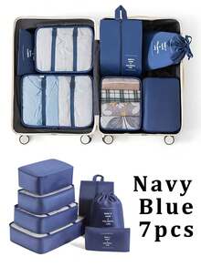 7/8/9/10pcs Travel Packing Cubes, Compression Organizer Bags, Luggage Organizer, Clothing Storage Bags Set, Includes: Cosmetic Bag, Waterproof Multi-Function Organizer, Garment Bag, Holiday Travel Essentials, Shoe Bag, Foldable Storage Box, Collapsible Underwear & Socks Organizer, Travel Packing Cubes, Luggage Organizer