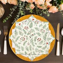 100/60/20pcs 13 * 13 Inch Disposable Printed Napkins With Green Plants And Red Fruit Patterns, Used For Birthday Parties, Family Gatherings, Wedding Banquets, Hotel And Restaurant Decoration Paper - Green - View 10
