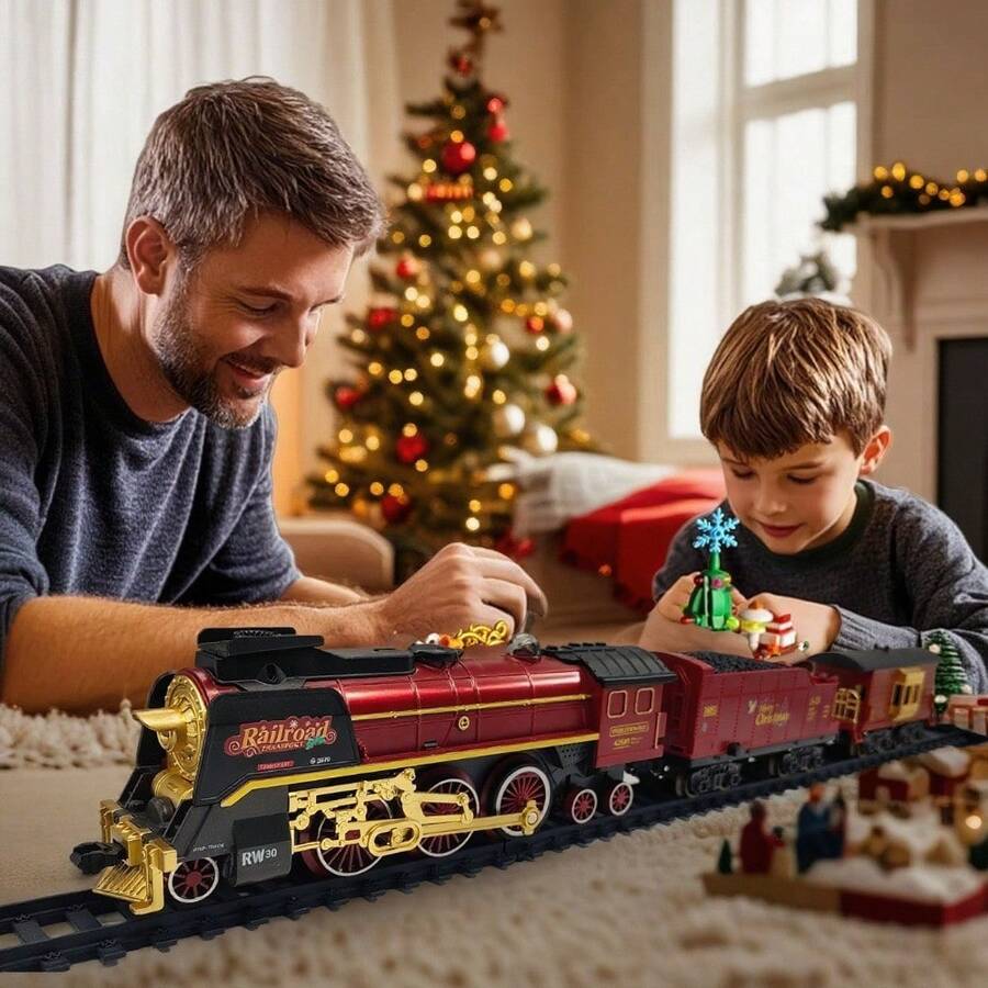 2025 Premium Christmas Train Set With Realistic Sounds & Smart Steam | 2-Hour Rechargeable Battery & Remote Control | Collectible-Grade Educational Toy For Kids 3-12 | Perfect Gift For Family Activities & Holiday Decor Christmas Decorations Toys Kids Toys  Halloween  Toys For Kids Toys For Girls Train Train Toy Thomas The Train Birthday Gift For Toddler Boys/Girls - Christmas Gift Box - View 1