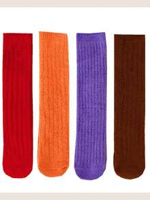 Women's Soft Warm Solid Color Plush Socks, Coral Fleece Thermal Thick Socks, Comfortable Fluffy Short Socks For Winter - Multicolor - View 22