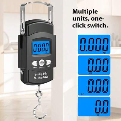 Bärbar hemmavåg med utdragbart måttband, digital våg med hög precision, kompakt snabbvåg, fjäderupphängd våg